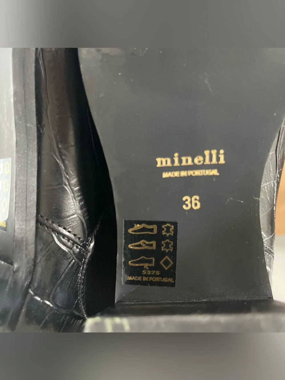 Minelli Black Croc-Embossed Chelsea Booties